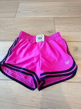 Varsity Hot Pink Athletic Shorts with Black Trim